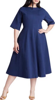 ELOQUII Seam Detail Ponte Work Dress