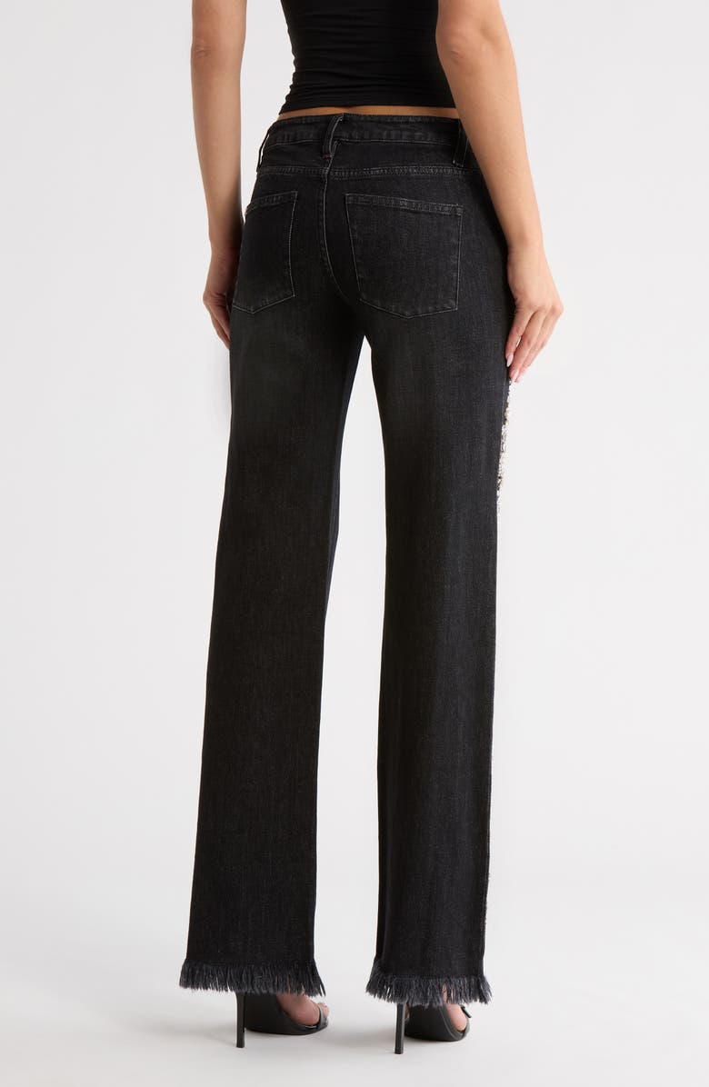 Alice + Olivia Roxie Embellished Low Rise Straight Leg Jeans, Alternate, color,