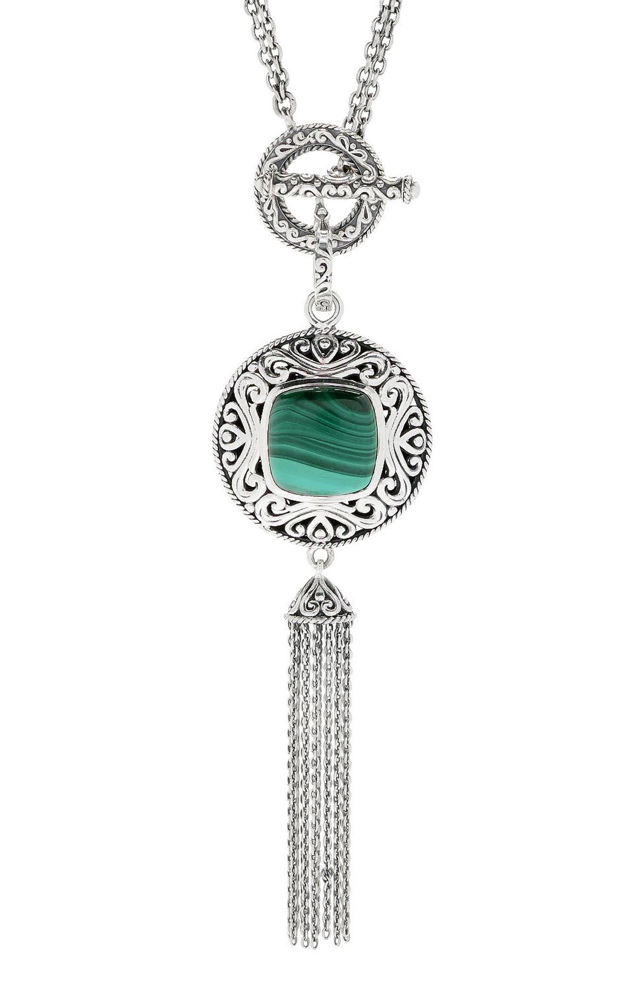 SAMUEL B. Sterling Silver & Semiprecious Stone Tassel Necklace