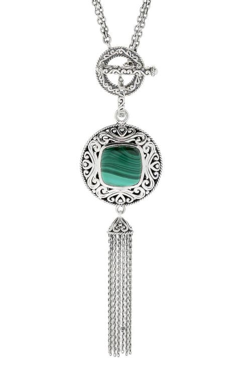 Sterling Silver & Semiprecious Stone Tassel Necklace