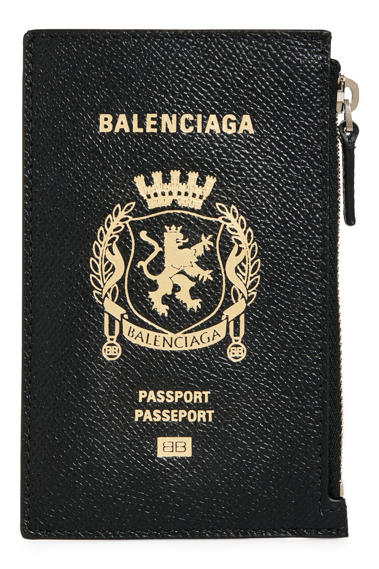 Long Leather Passport Case, Main, color, BLACK