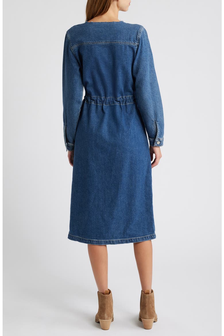 Elysian Long Sleeve Denim Midi Shirtdress, Alternate, color, PEBBLE BLUE