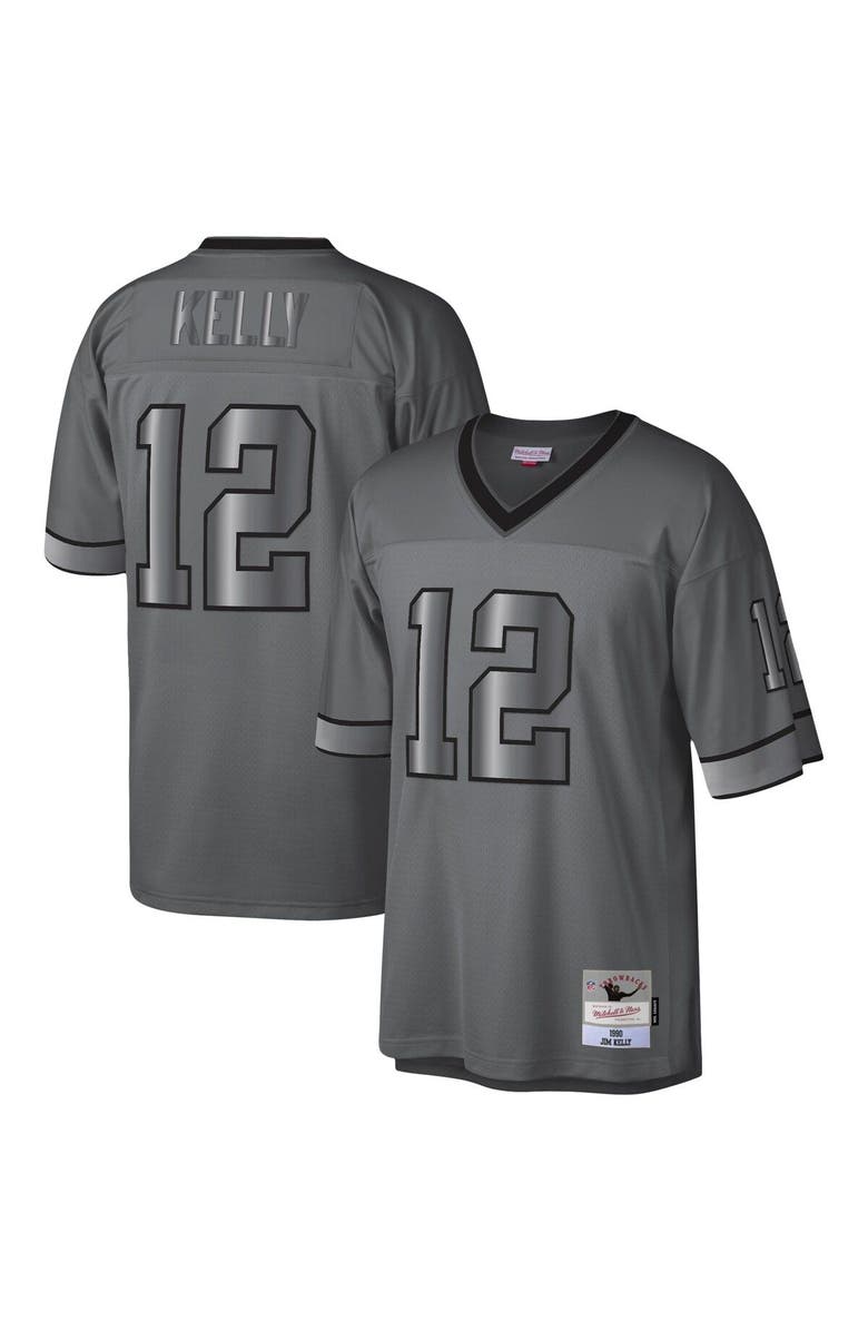 Mitchell & Ness Men's Mitchell & Ness Jim Kelly Charcoal Buffalo Bills 1990 Retired Player Metal Legacy Jersey, Main, color, 