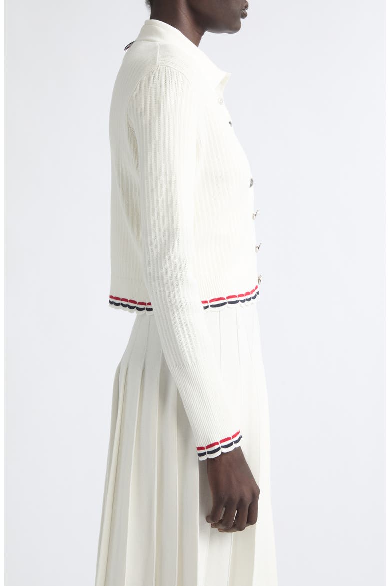 Pointelle Rib Stitch Cardigan, Alternate, color, WHITE