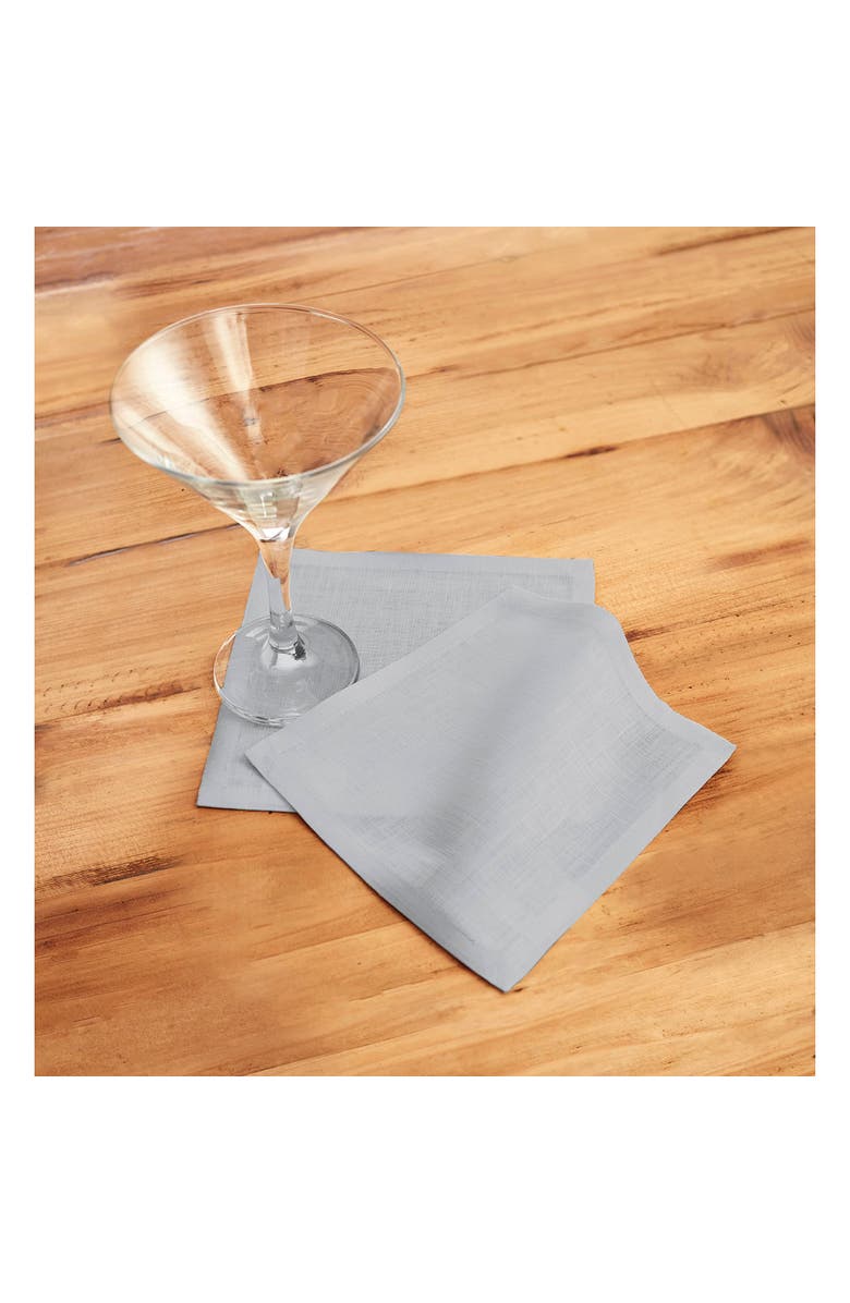 Solino Home Linen Cocktail Napkins - Fete, Alternate, color, Soft Grey