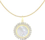 Everlee Mother-of-Pearl & Lab Diamond Emerald and Round Pendant Necklace in 14K