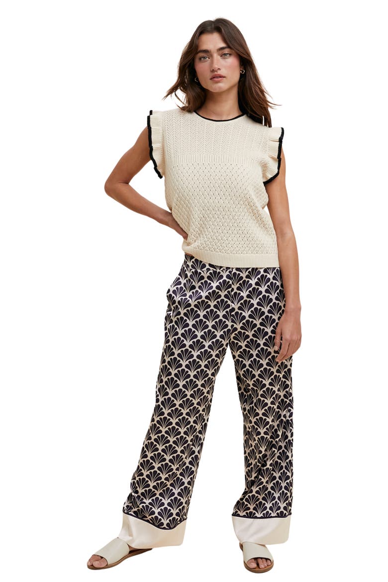 Wide Leg Pants, Alternate, color, ECRU/ BLACK