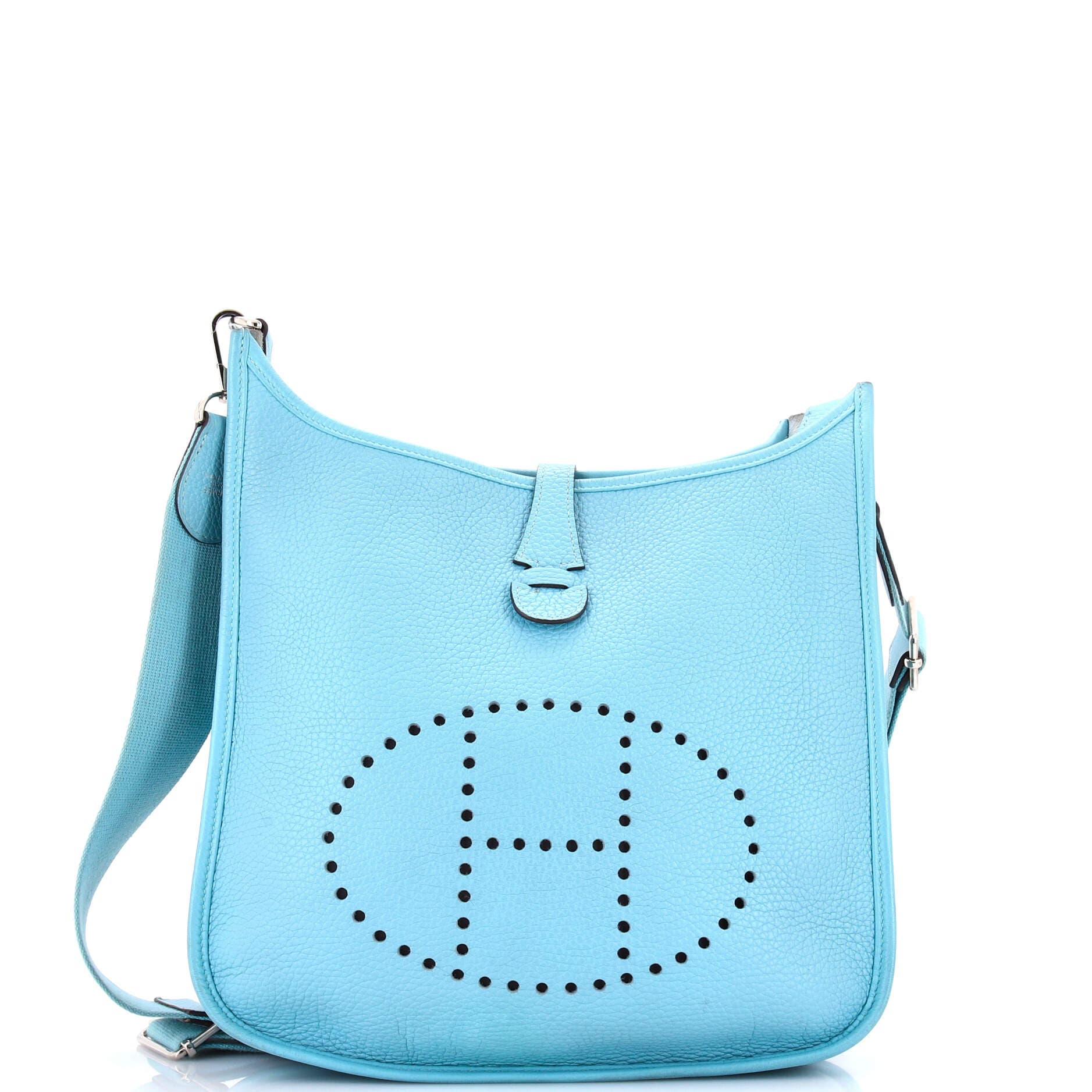Pre-Owned Hermes Evelyne Bag Gen III Clemence PM, Main, color, Bleu Atoll