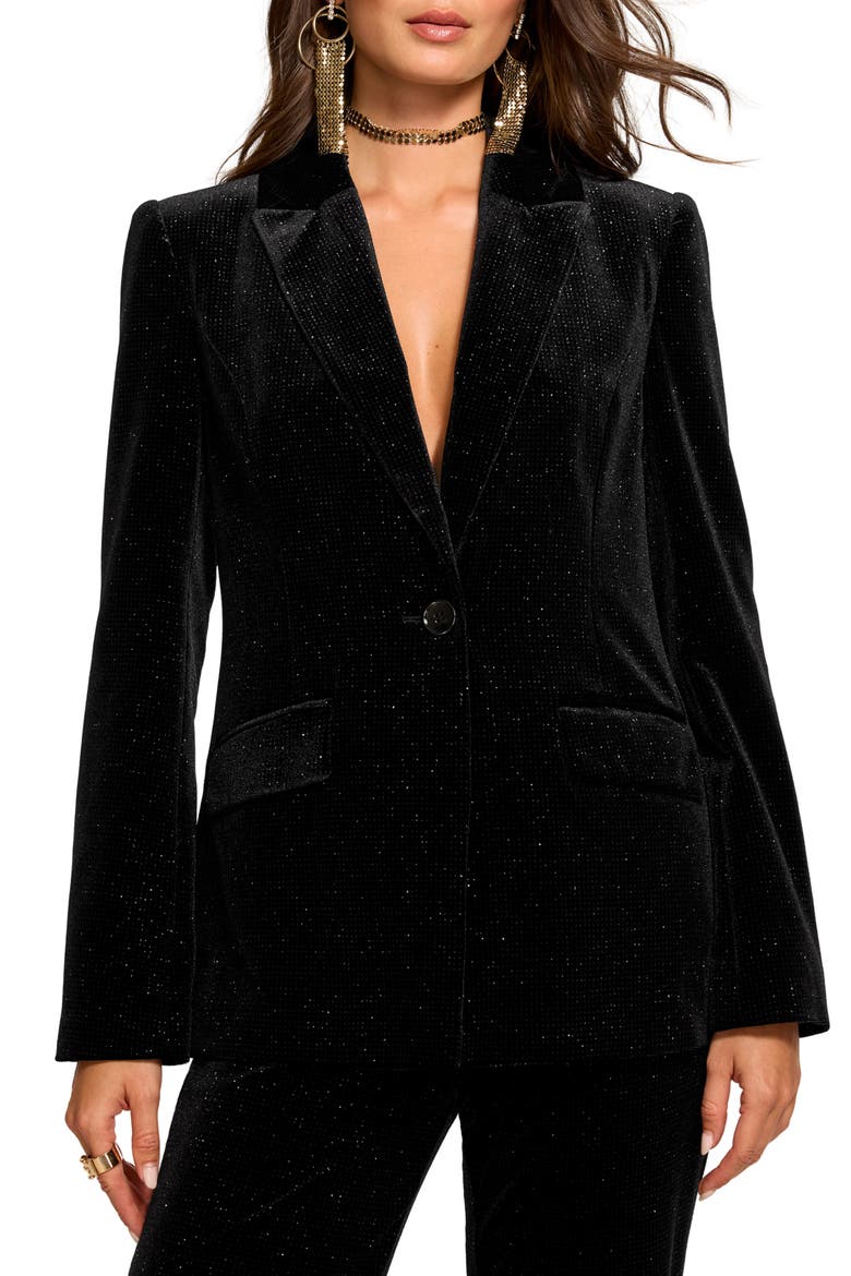 Echo Velvet Blazer, Main, color, BLACK