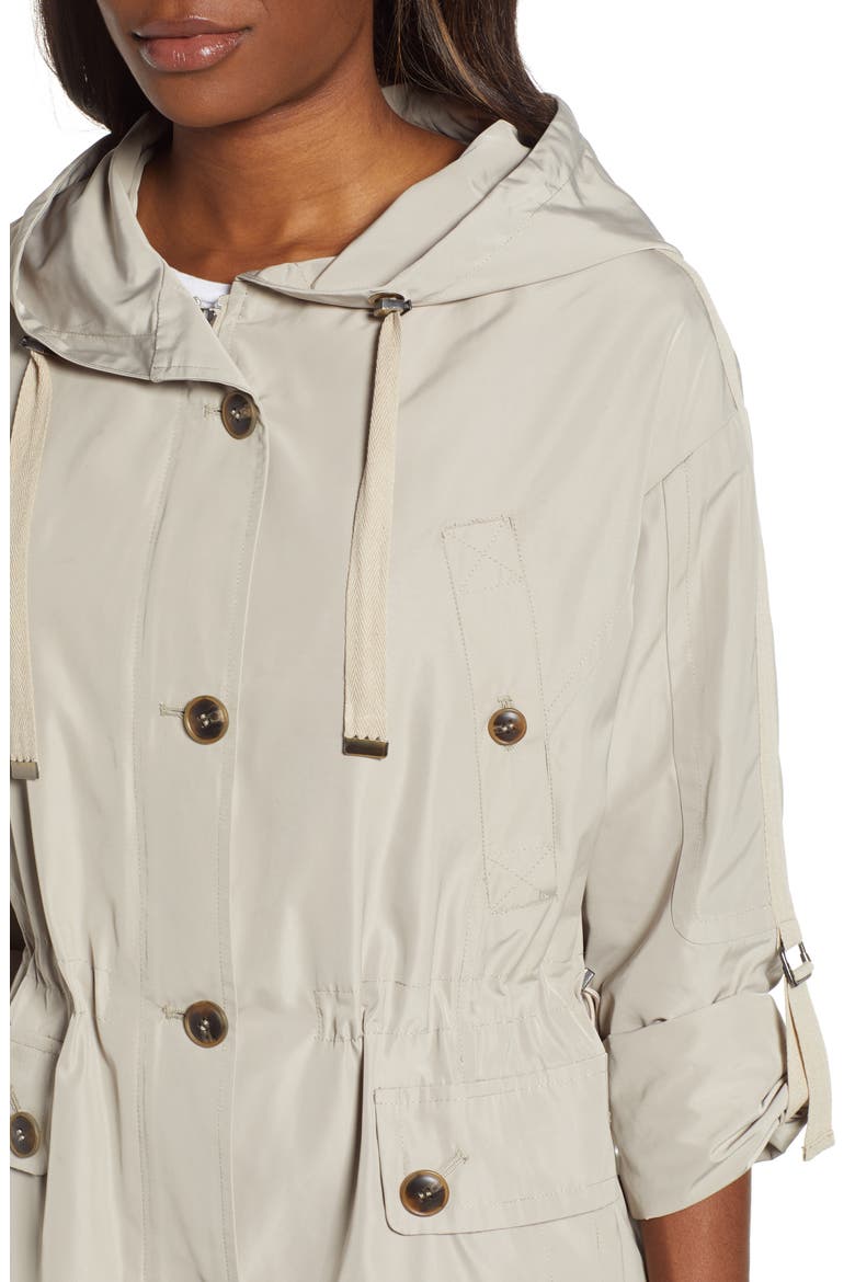Fitted Hooded Raincoat, Alternate, color, RATTAN