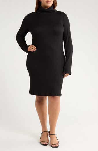 Renee C Long Sleeve Ribbed Turtleneck Dress