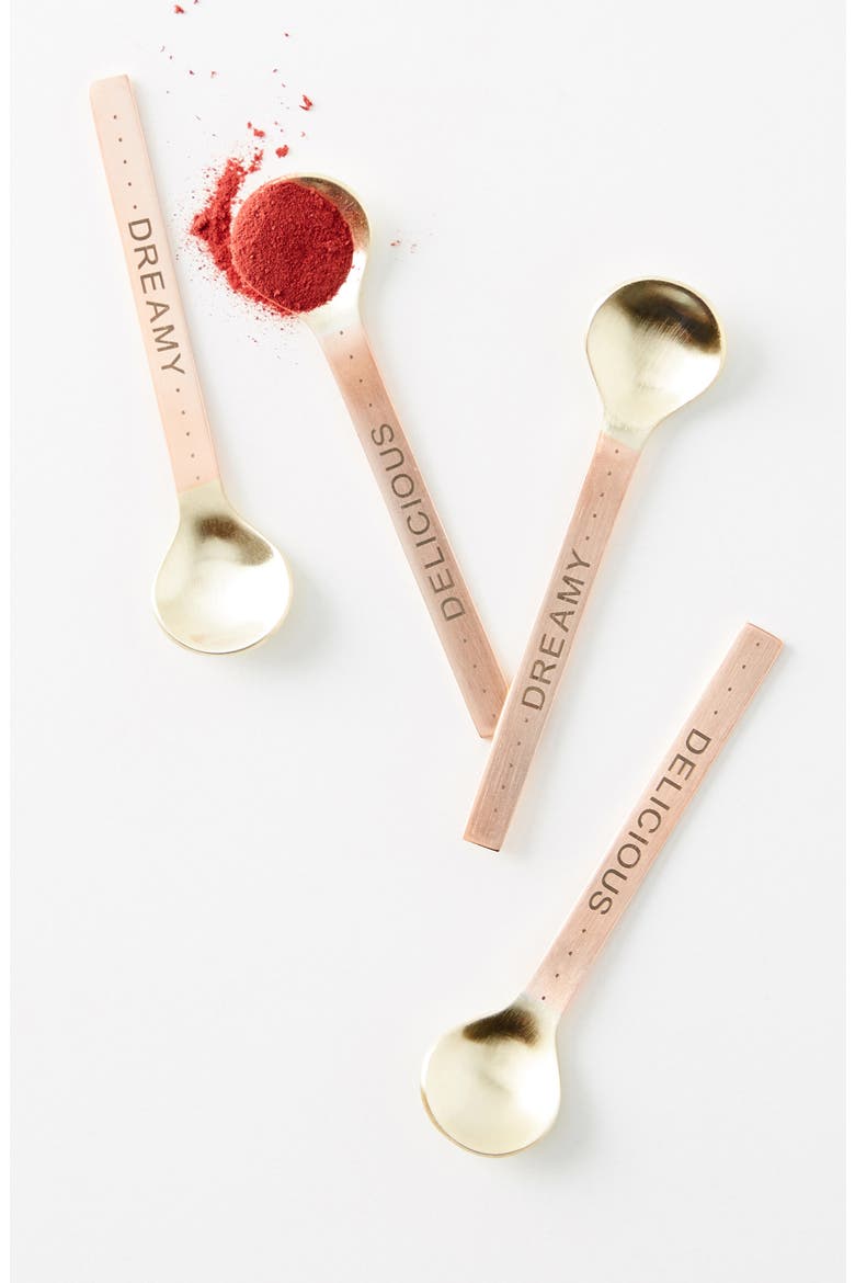 Anthropologie Albertina Set of 4 Condiment Spoons, Main, color, ROSE GOLD