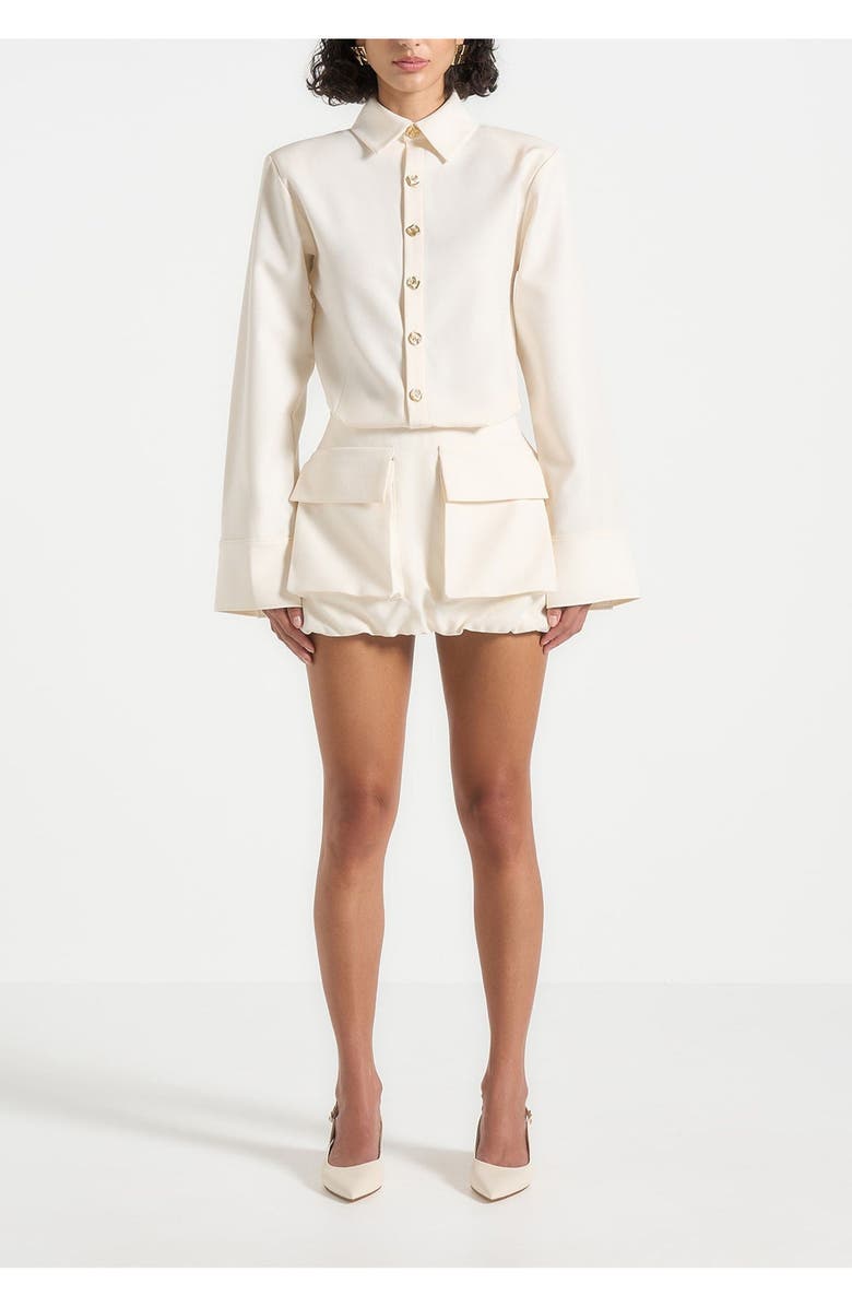 Manière De Voir Laure Cargo Shirt Mini Dress, Alternate, color, Cream
