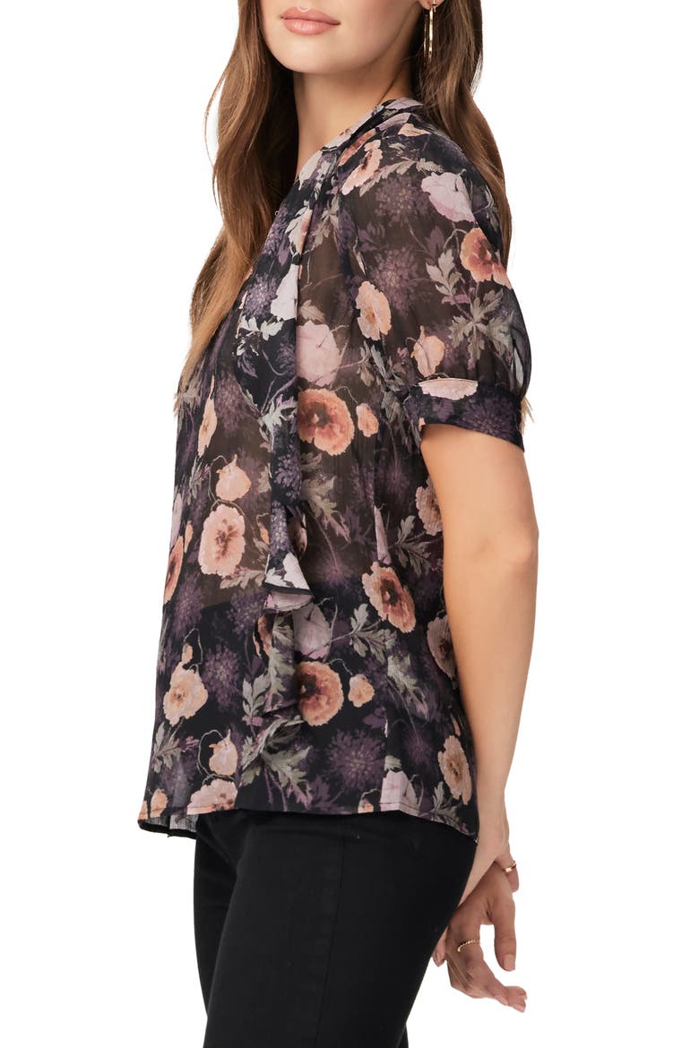 Tangi Floral Silk Top, Alternate, color, OBSIDNMLT