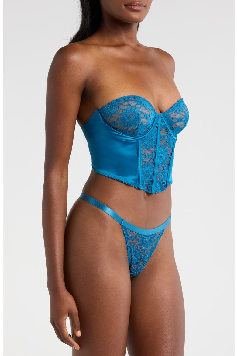 Sun Kissed Underwire Bustier & G-String Set, Alternate, color, BLUE
