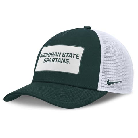 Men's Nike Green/White Michigan State Spartans 2025 On-Field Rise Patch Trucker Adjustable Hat