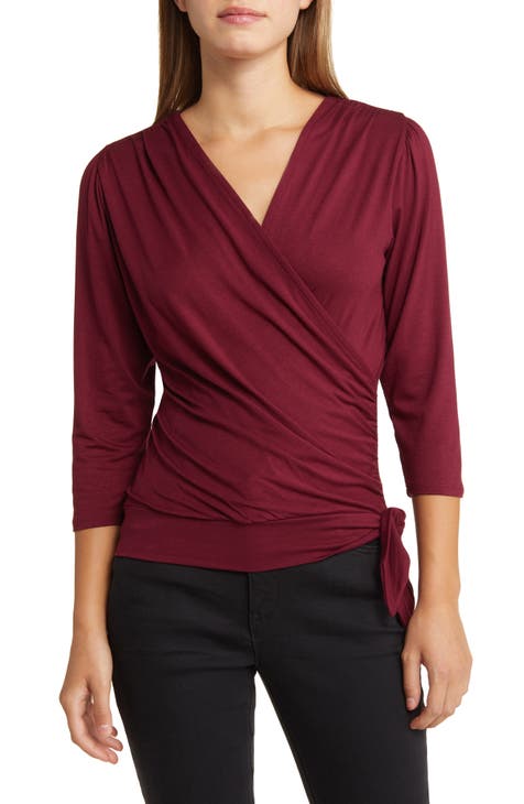 Halogen faux wrap blouse with peplum size buy S