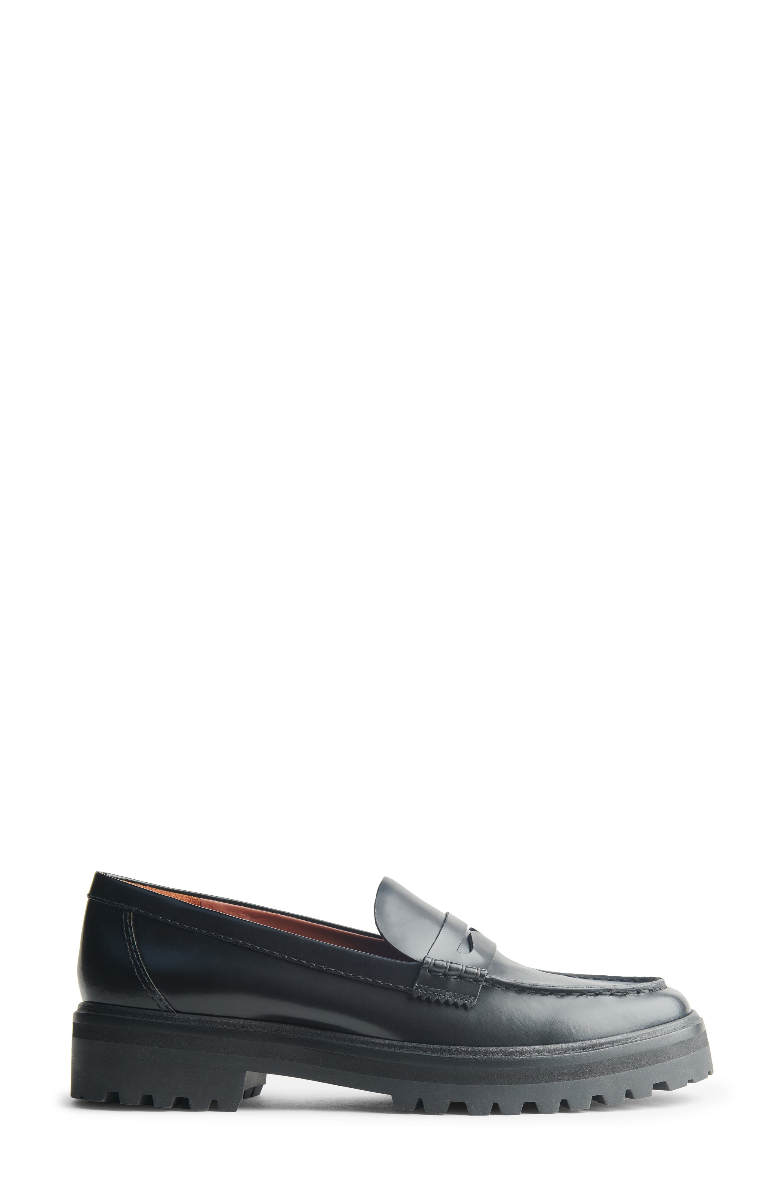 Reformation Agathea Platform Penny Loafer, Alternate, color, Black