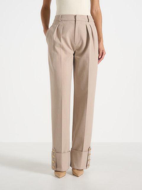 Darlene Turn Up Detail Tailored Twin Pleat Pants
