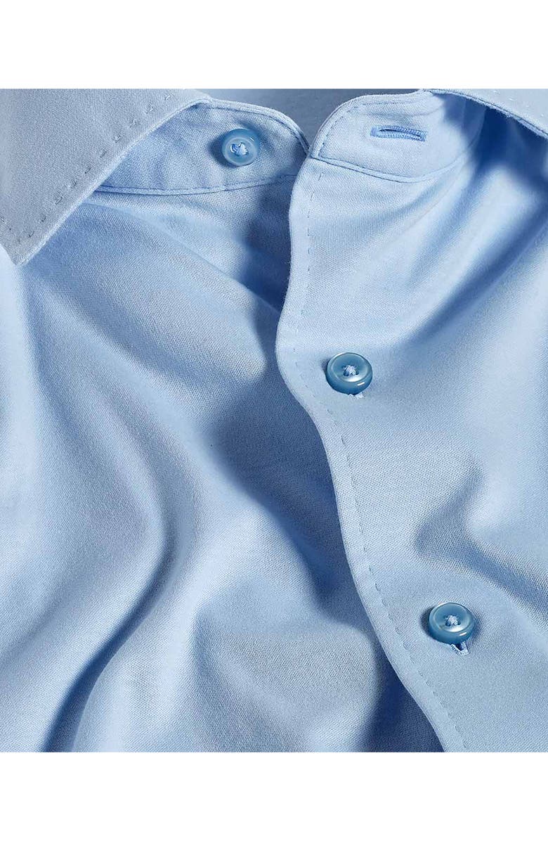 David Donahue Knit Cotton Button-Up Shirt, Alternate, color, Sky
