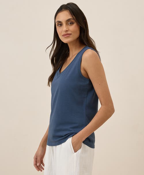 Pact Organic Cotton Softspun V-neck Tank In French Navy
