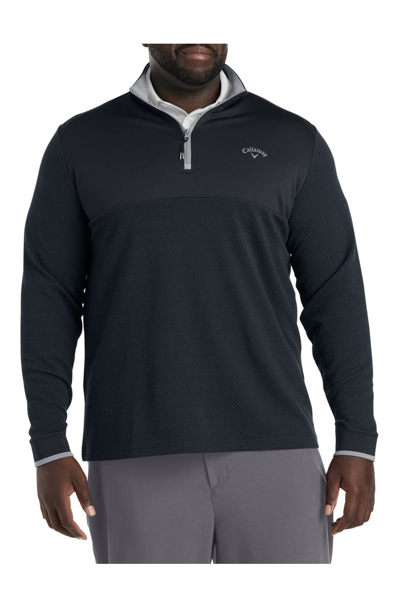 Callaway Big & Tall 1/4-Zip Textured Mixed Media Pullover, Main, color, 