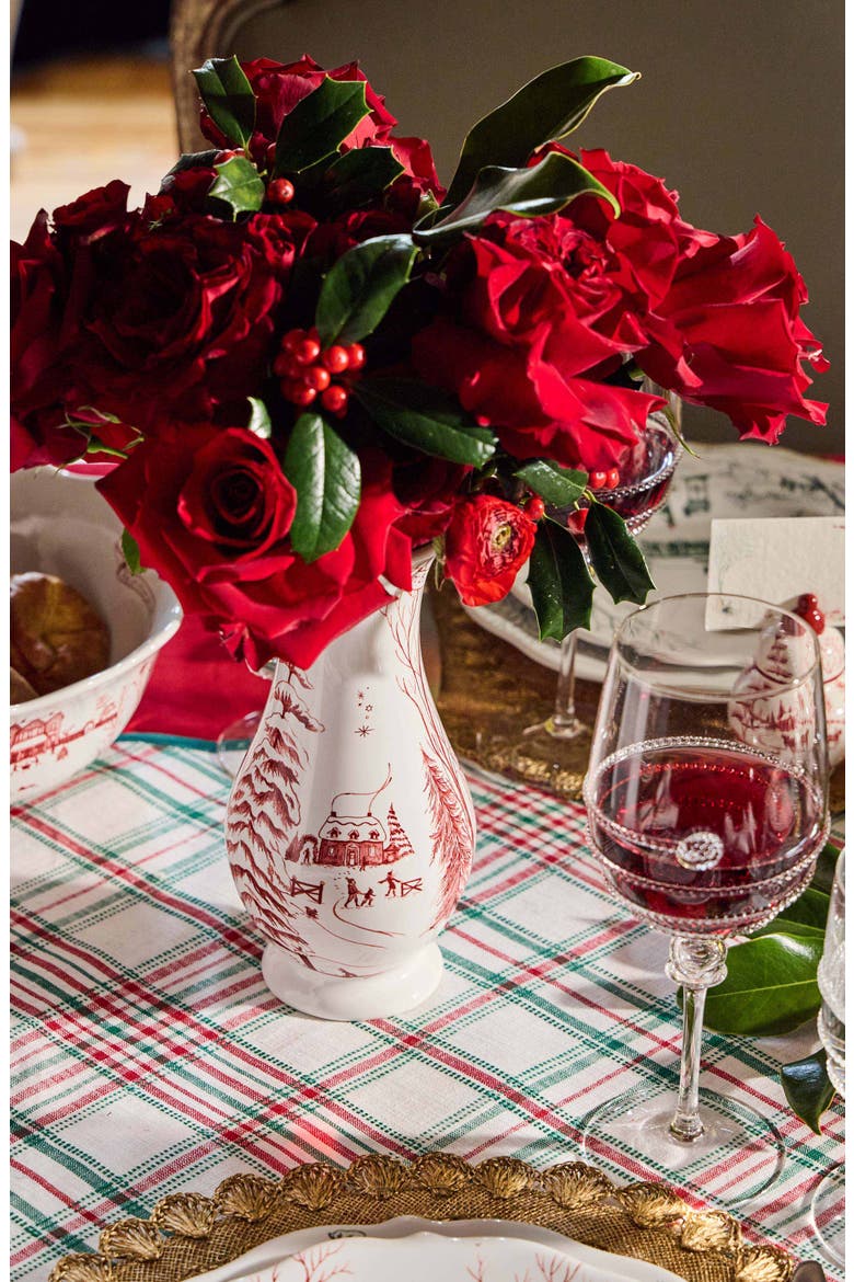 Country Estate Winter Frolic Vase, Alternate, color, WHITE/ RUBY