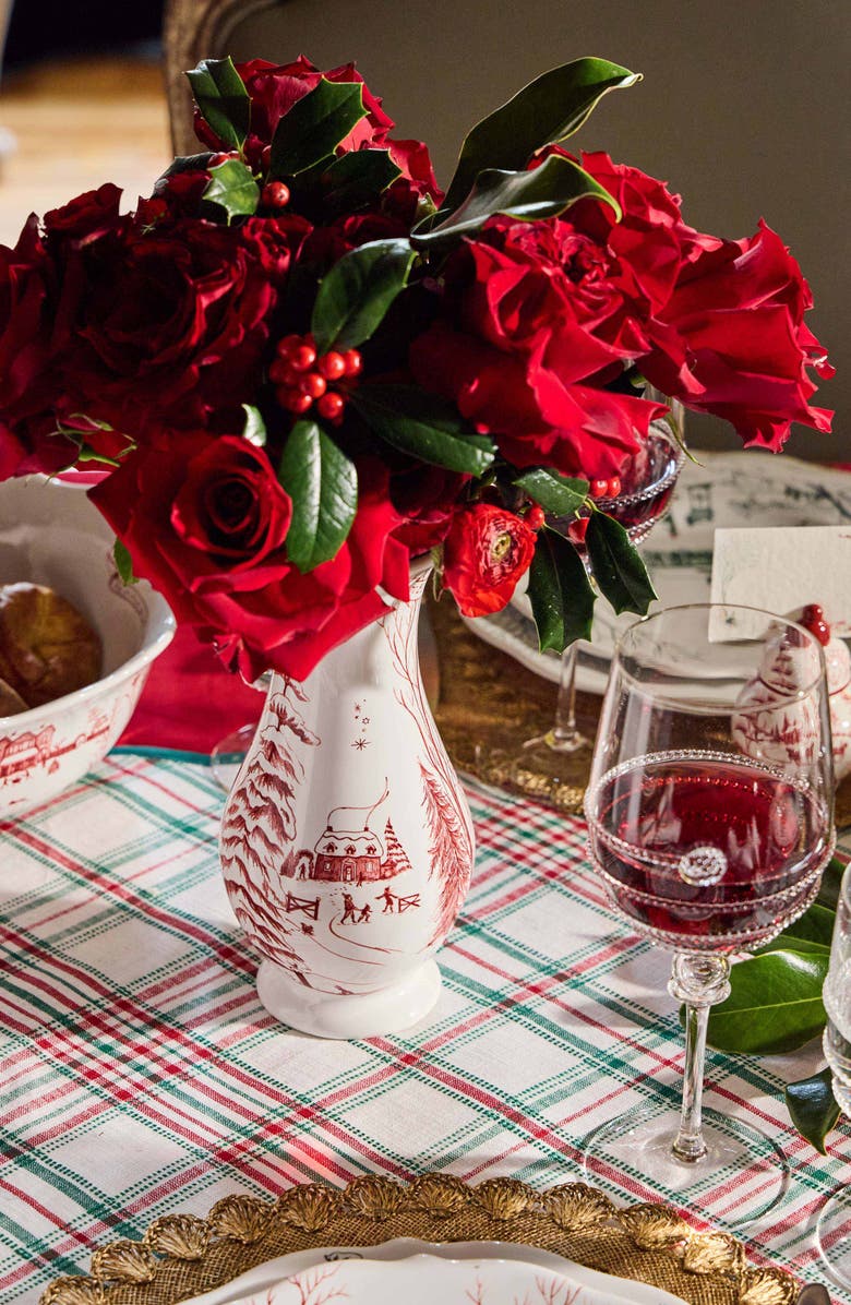 Juliska Country Estate Winter Frolic Vase, Alternate, color, White/ Ruby