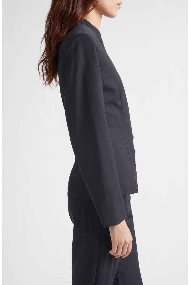 Banjo Asymmetric Stretch Pinstripe Jacket, Alternate, color, DARK GREY