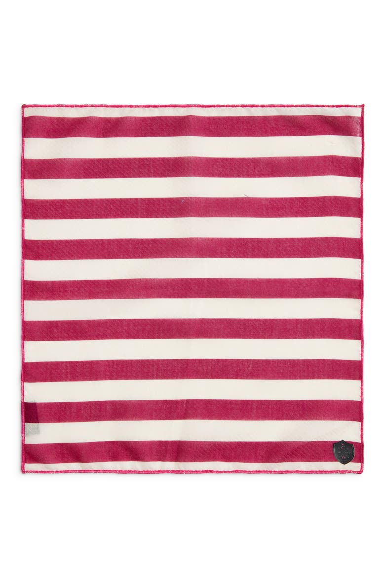 Fuchsia Stripe Silk Pocket Square, Alternate, color, FUCHSIA