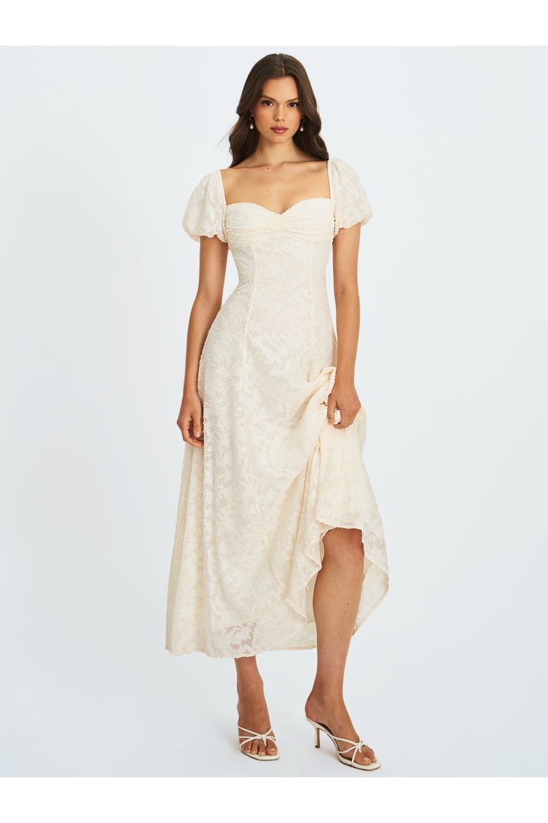 Pandora Bubble Sleeve Backless Maxi Dress, Alternate, color, White