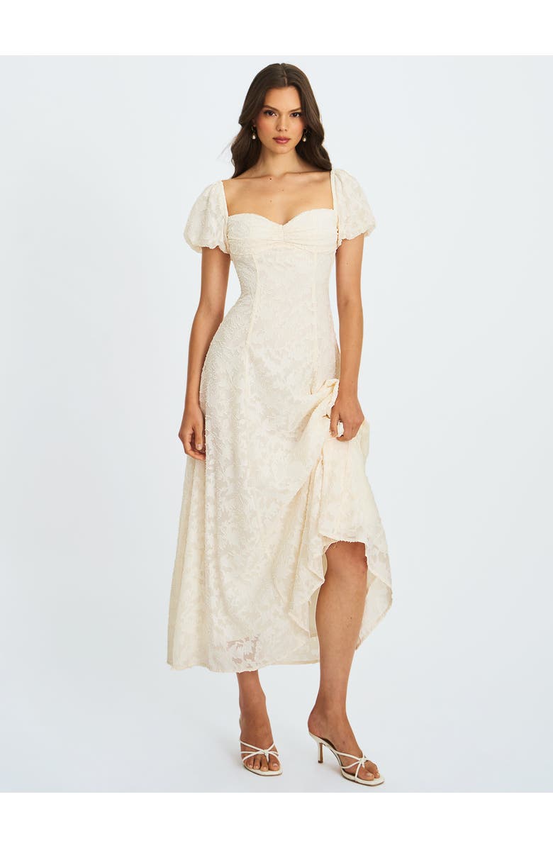 Miss Circle Pandora Bubble Sleeve Backless Maxi Dress, Alternate, color, White