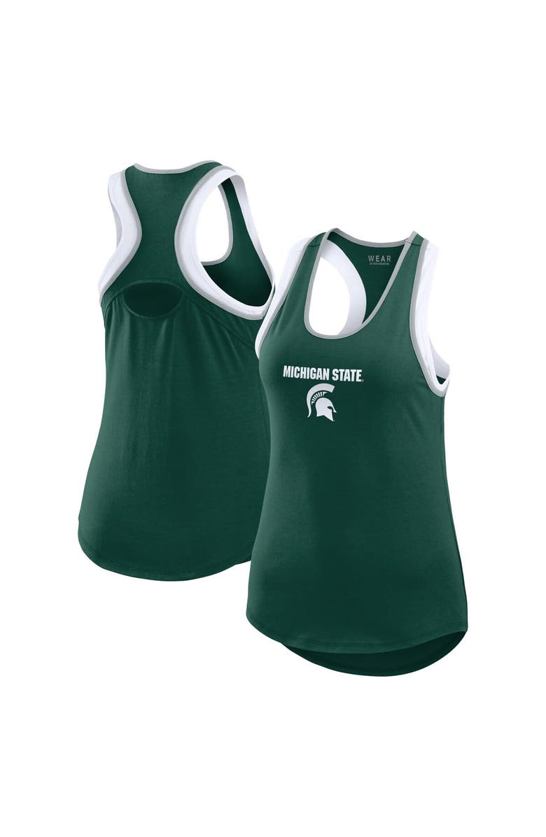 WEAR by Erin Andrews Women's WEAR by Erin Andrews Green Michigan State Spartans Open Hole Razorback Tank Top, Main, color, Green