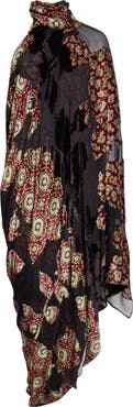 Dries Van Noten Dingo Draped Asymmetric Velvet & Silk Devoré Midi Dress