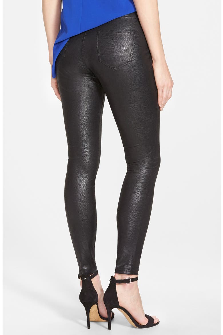 Python Texture Coated Leatherette Leggings, Alternate, color, BLACK