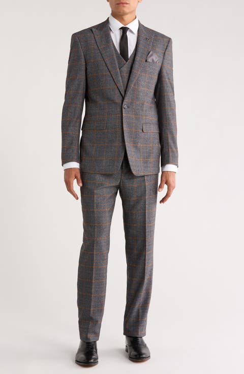 Slim Fit 3-Piece Check Suit