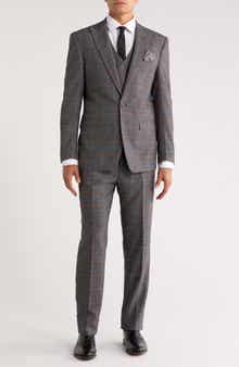 ZEGARIE Slim Fit 3-Piece Check Suit