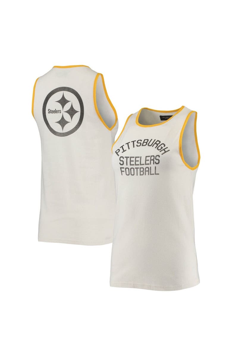 Junk Food Women's Junk Food White/Gold Pittsburgh Steelers Throwback Pop Binding Scoop Neck Tank Top, Main, color,