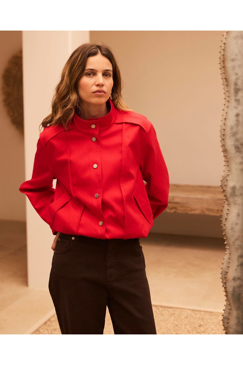 Funnel Neck Bomber Jacket, Alternate, color, Red