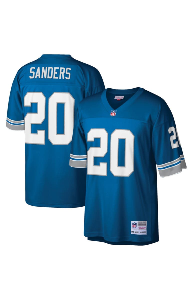 Mitchell & Ness Men's Mitchell & Ness Barry Sanders Blue Detroit Lions Big & Tall 1996 Retired Player Replica Jersey, Main, color, Blue