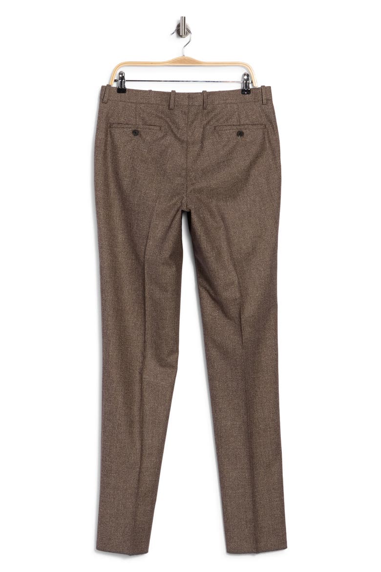 Harker Flat Front Wool and Cotton Trousers, Alternate, color, BROWN