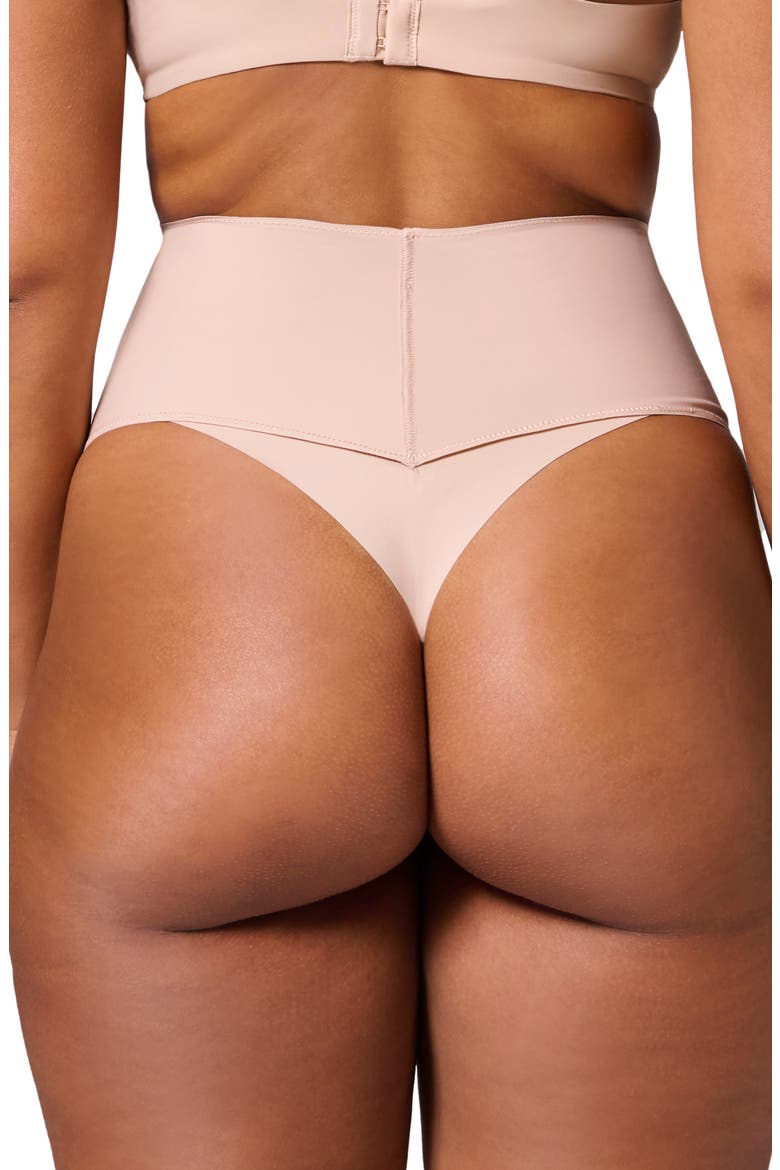 Story High Waist Shaping Thong, Alternate, color, PEAU ROSE