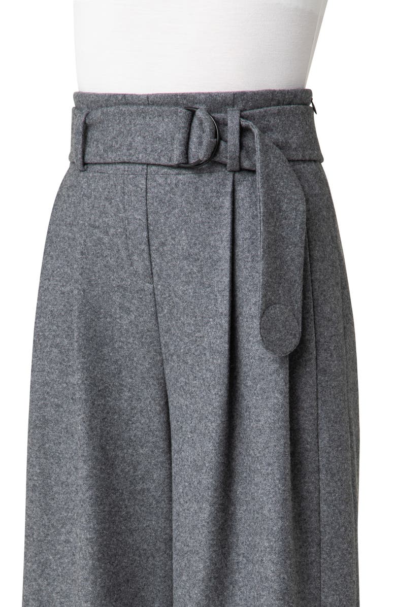 Akris punto Fiorella Belted Wool Blend Flannel Culottes, Alternate, color,