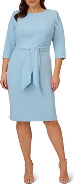 Adrianna Papell Tie Waist Crepe Dress