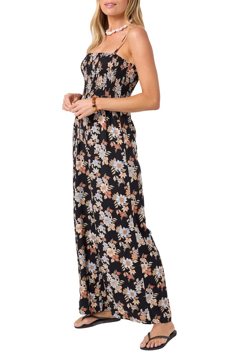 O'Neill Aiyana Bali Floral Jumpsuit, Alternate, color, Black