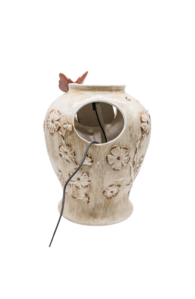 Foreside Home and Garden Butterfly Urn Fountain Rust Cream Stoneware, Alternate, color, White
