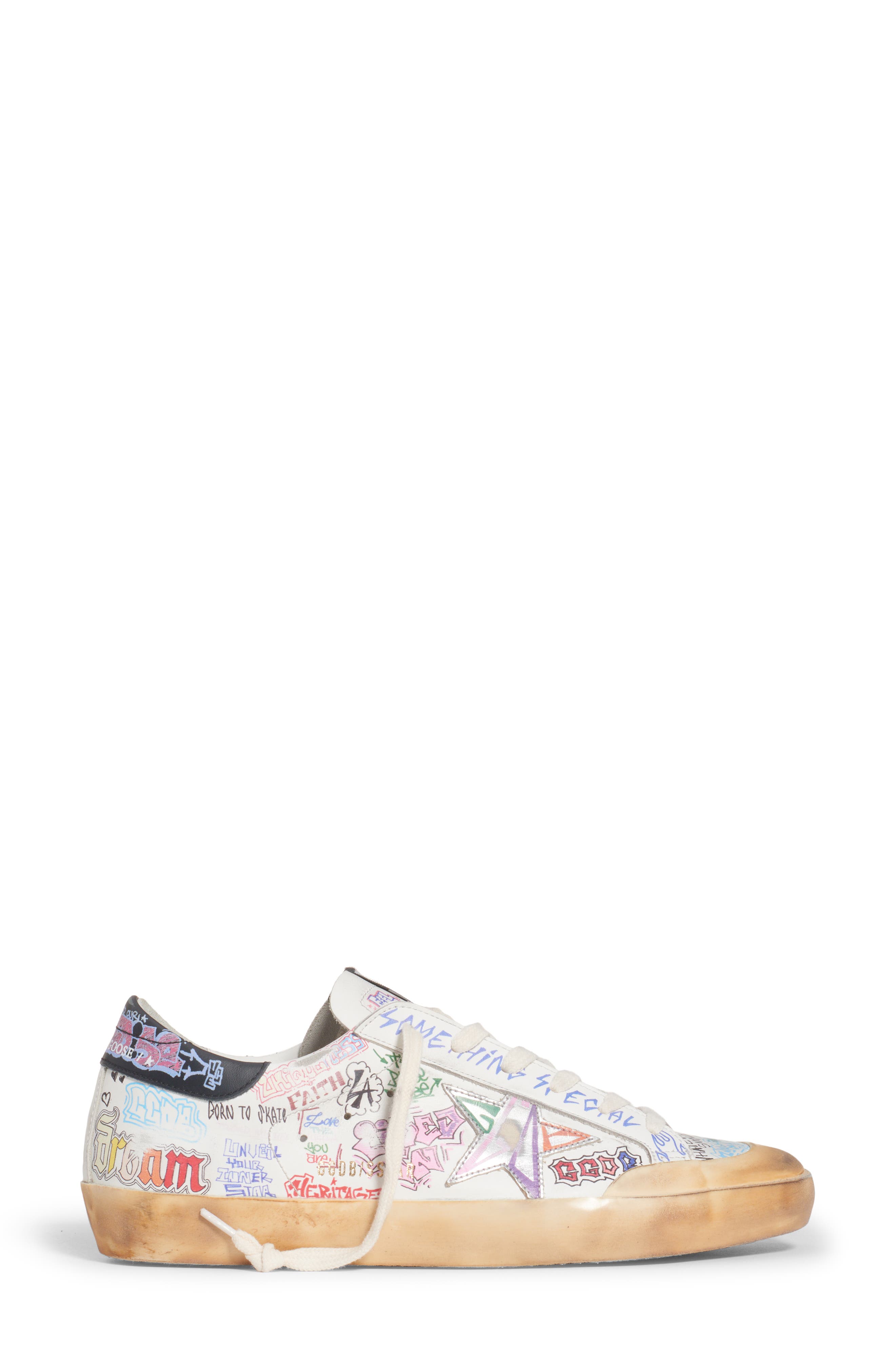 Golden Goose Super-Star Graffiti Low Top Sneaker, Alternate, color, 