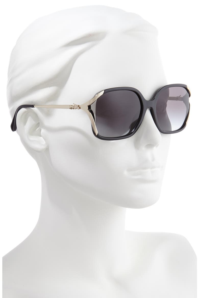 57mm Square Sunglasses, Alternate, color, BLACK/ BLACK GRADIENT