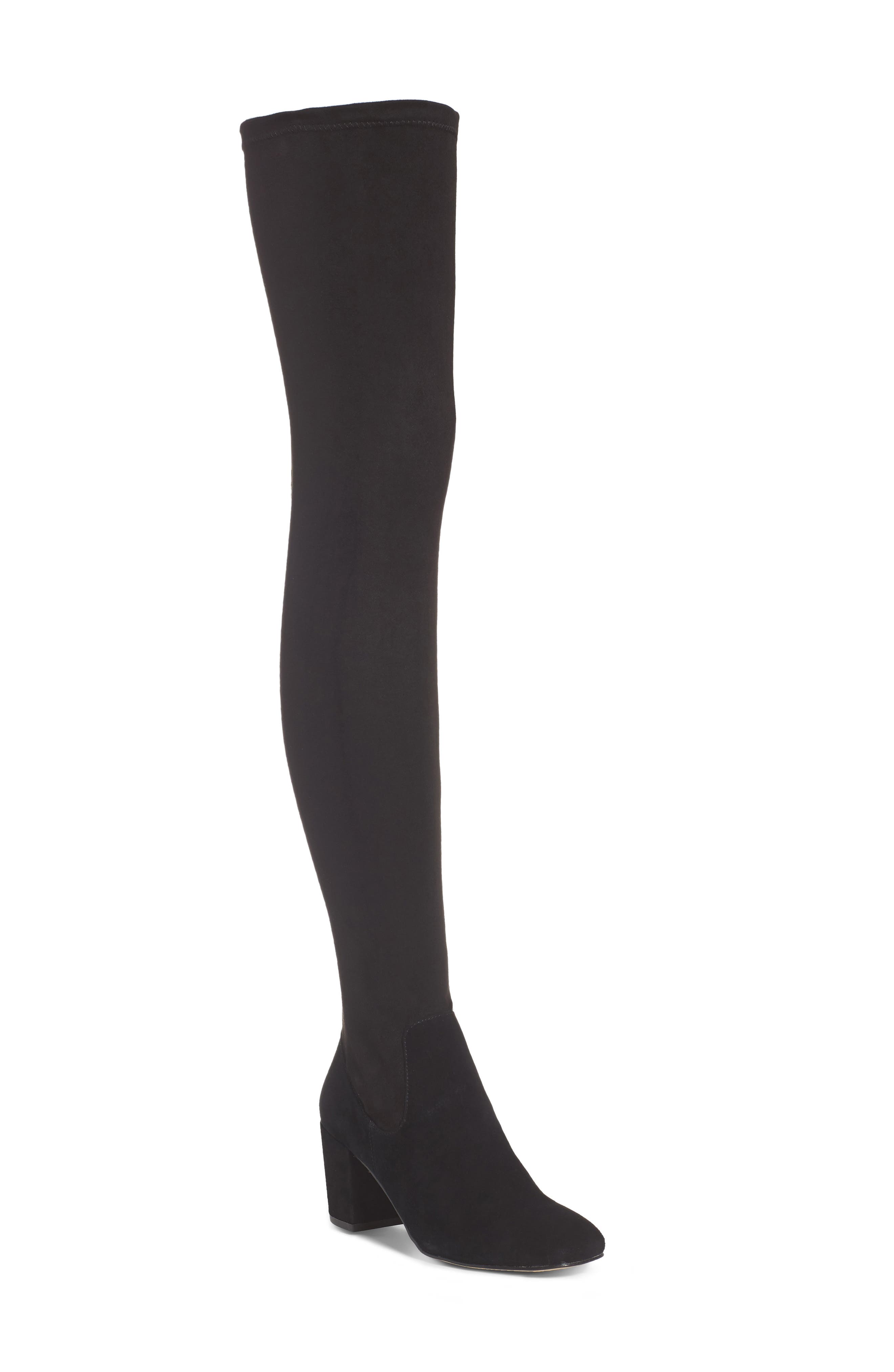 Sobrina Over the Knee Boot, Main, color, BLACK SUEDE/ BLACK FABRIC