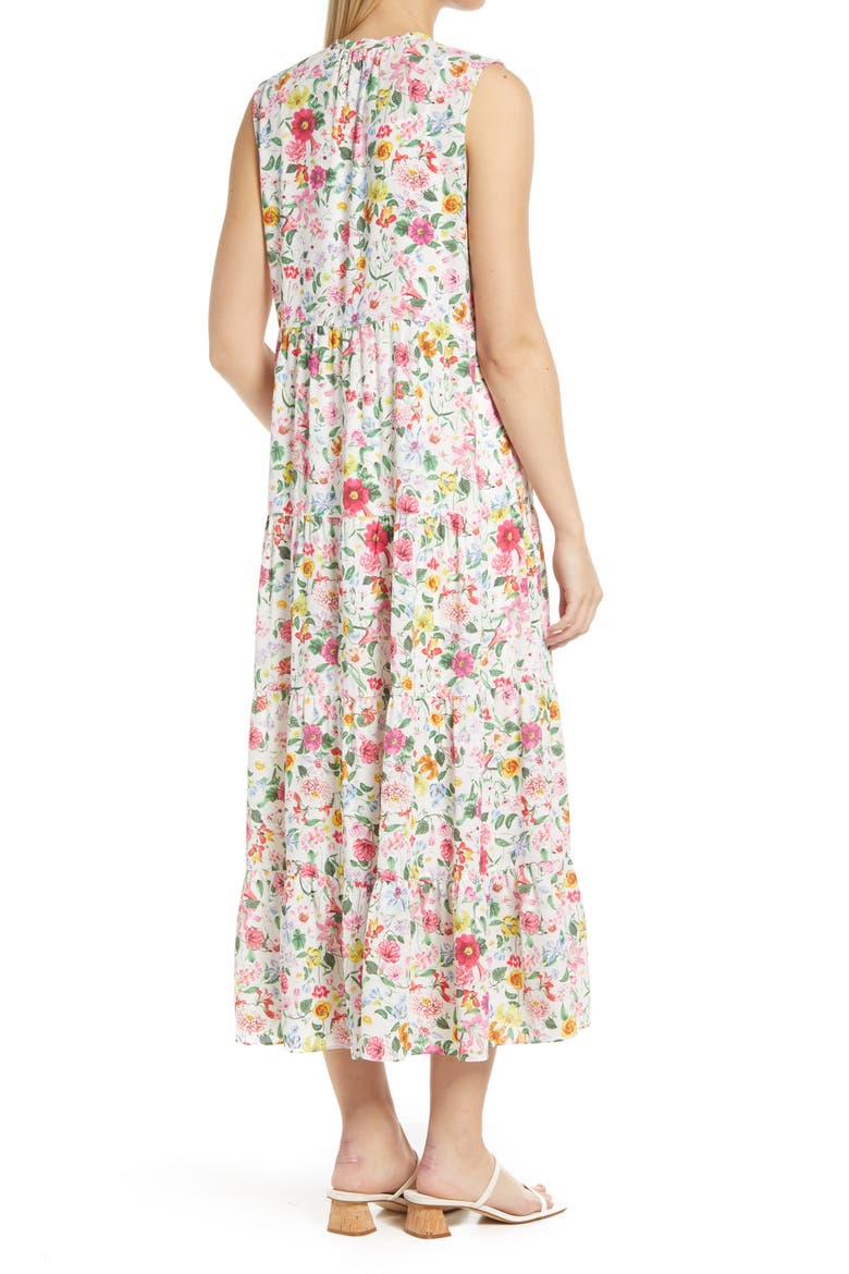 Floral Print Sleeveless Maxi Dress, Alternate, color, WHITE SUMMER GARDEN